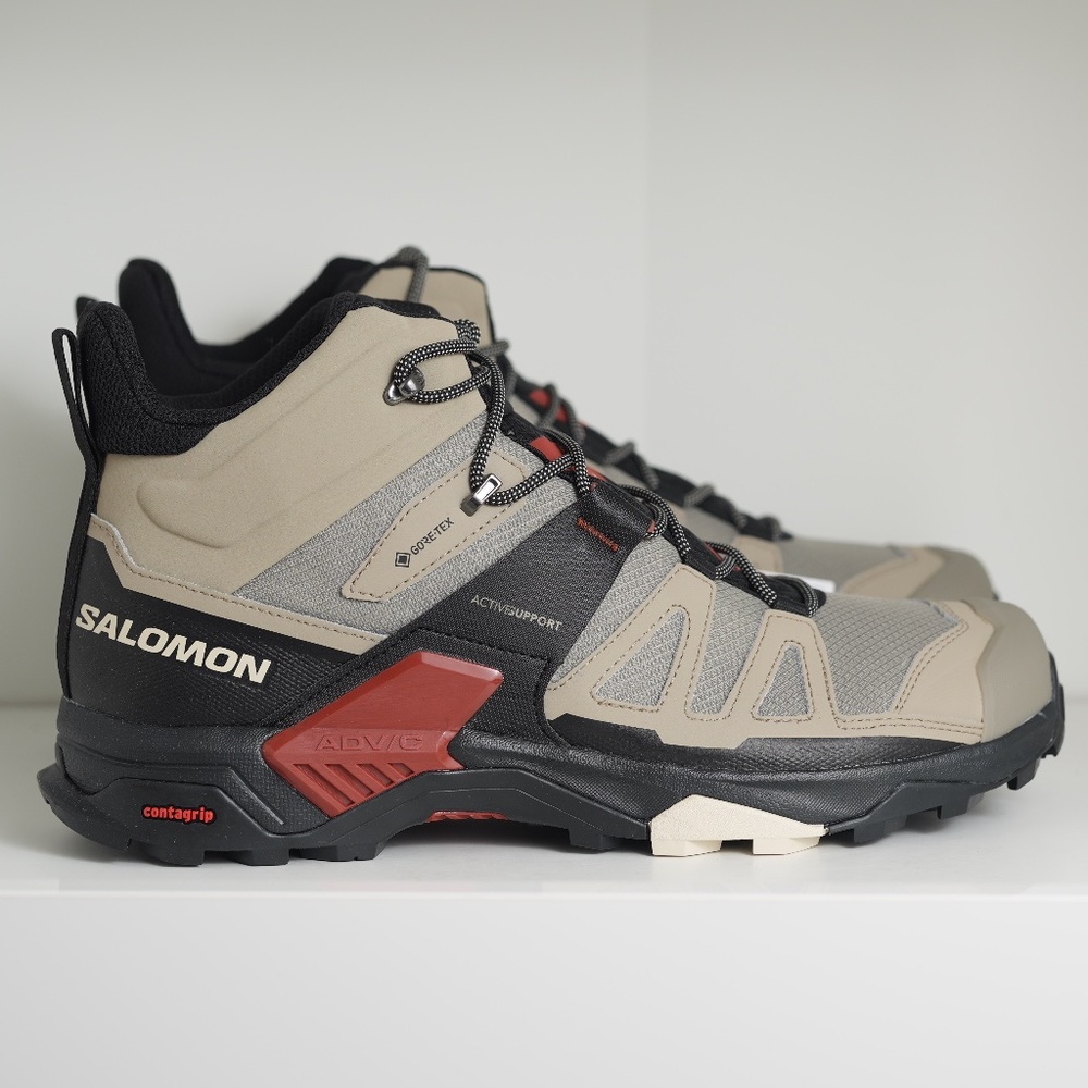 Salomon X Ultra 4 Mid Gore-Tex Hiking Boots Waterproof Vintage Khaki Black